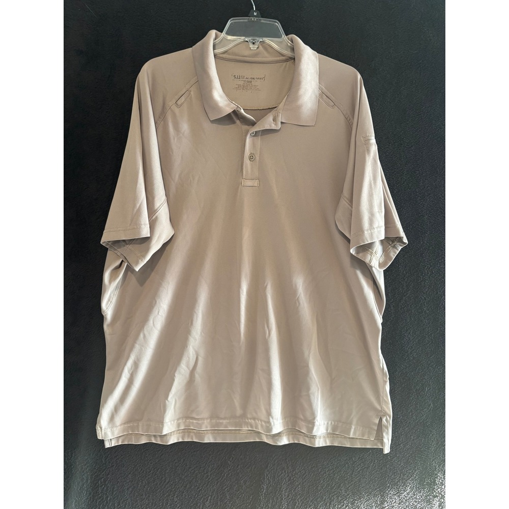 5.11 Tactical Polo Shirt Mens XL Beige Performance Short Sleeve Workwear XL